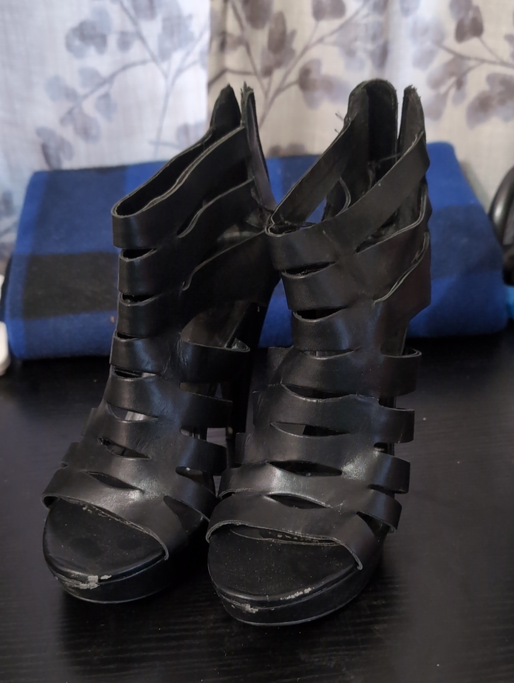 Chinese Laundry Black Strappy Cutout High Heel Sandals